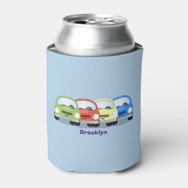 Enfriador De Latas Ilustracion personalizado de coches Cute kawaii (Lata Anverso)