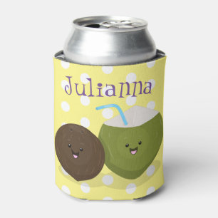 Enfriador De Latas Ilustracion personalizado de cocos kawaii alegres