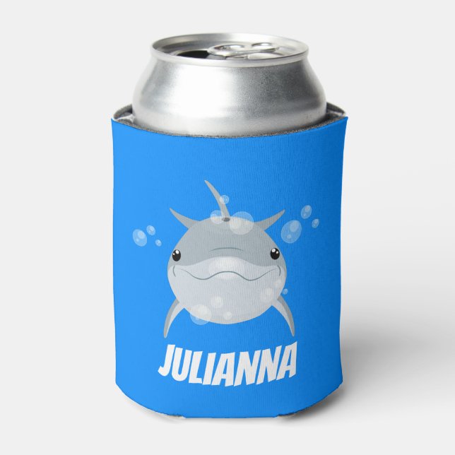 Enfriador De Latas Ilustracion personalizado de delfines kawaii (Lata Anverso)