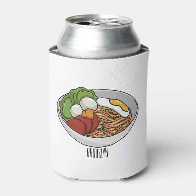 Enfriador De Latas Ilustracion personalizado de fideos (Lata Anverso)