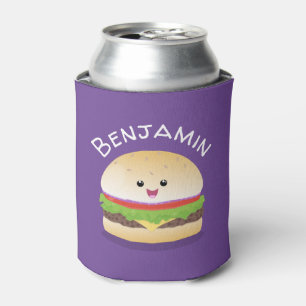 Enfriador De Latas Ilustracion personalizado de hamburguesa de kawaii