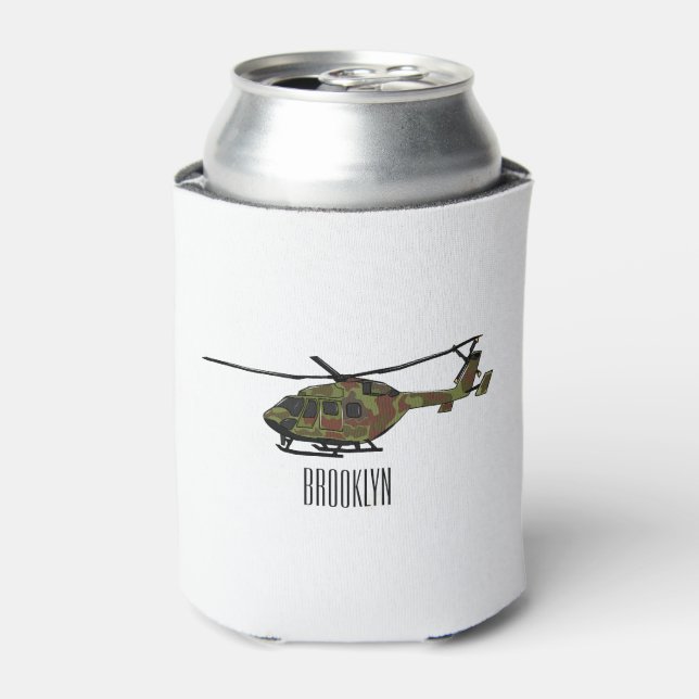 Enfriador De Latas Ilustracion personalizado de helicópteros del ejér (Lata Anverso)