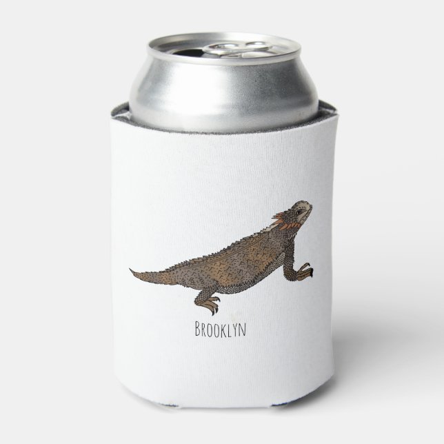 Enfriador De Latas Ilustracion personalizado de lagarto de cuerno de  (Lata Anverso)