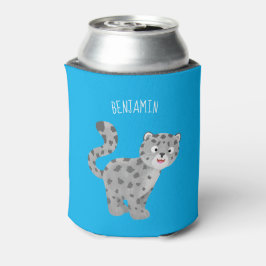 Enfriador De Latas Ilustracion personalizado de leopardo de las nieve