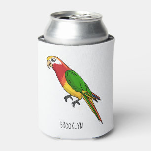 Enfriador De Latas Ilustracion personalizado de loro feliz