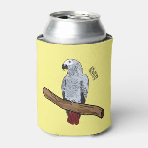 Enfriador De Latas Ilustracion personalizado de loro gris africano