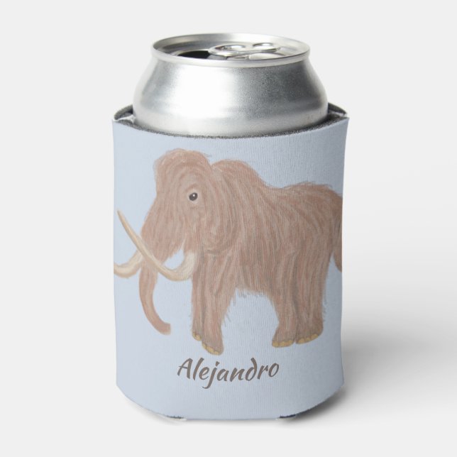 Enfriador De Latas Ilustracion personalizado de mamut lana marrón (Lata Anverso)