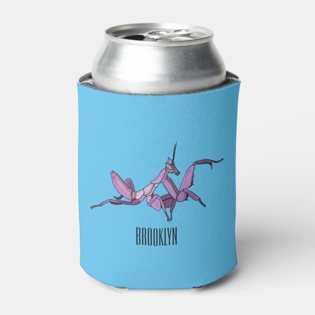 Enfriador De Latas Ilustracion personalizado de mantis orquídea (Lata Anverso)