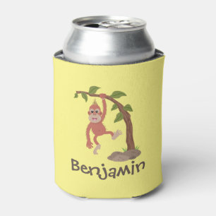 Enfriador De Latas Ilustracion personalizado de orangután bebé feliz