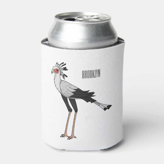 Enfriador De Latas Ilustracion personalizado de pájaro de Secretario (Lata Anverso)