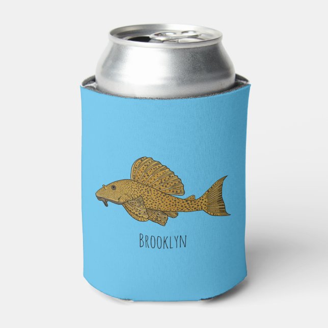 Enfriador De Latas Ilustracion personalizado de pescado Pleco (Lata Anverso)