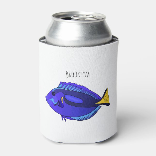 Enfriador De Latas Ilustracion personalizado de pescado tang azul (Lata Anverso)