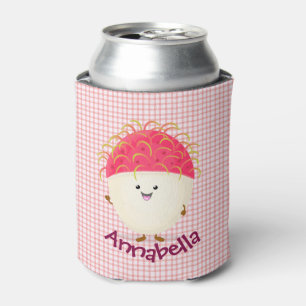 Enfriador De Latas Ilustracion personalizado de rambután rosa suave