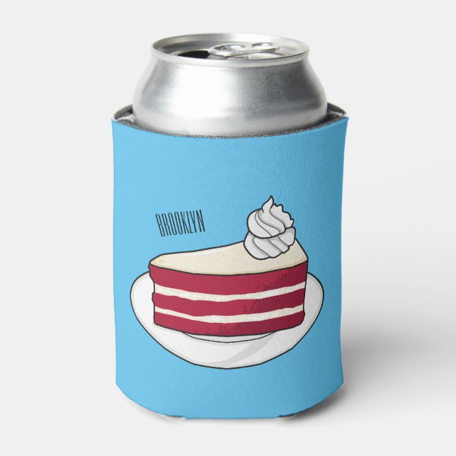 Enfriador De Latas Ilustracion personalizado de tarta de terciopelo r (Lata Anverso)