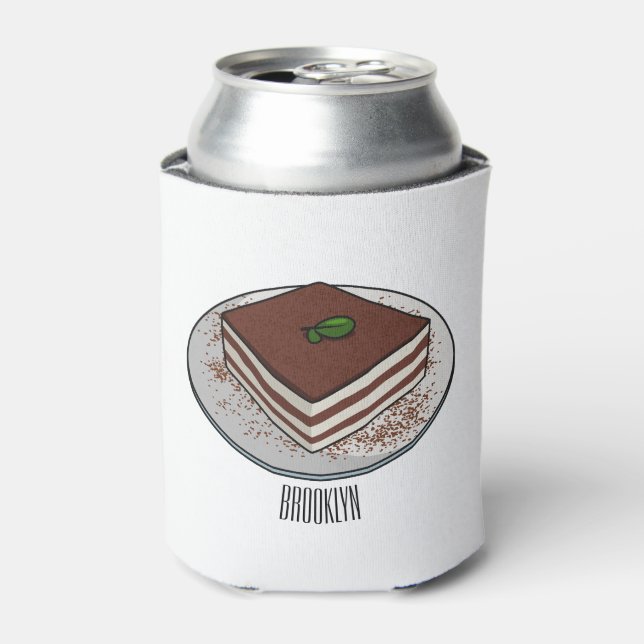 Enfriador De Latas Ilustracion personalizado de tarta de Tiramisu (Lata Anverso)