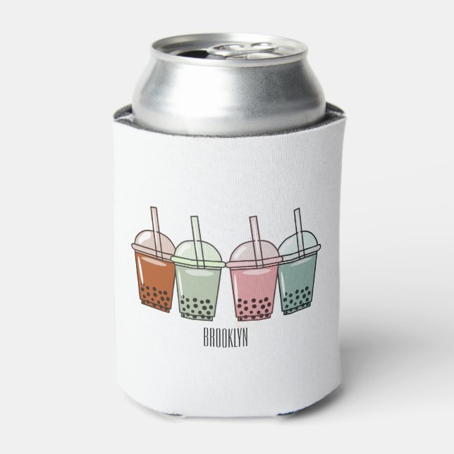 Enfriador De Latas Ilustracion personalizado de té de burbujas (Lata Anverso)