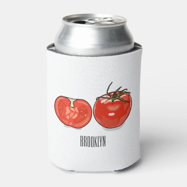 Enfriador De Latas Ilustracion personalizado de tomate (Lata Anverso)