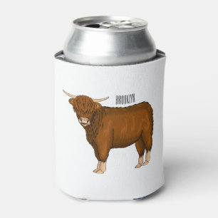 Enfriador De Latas Ilustracion personalizado de vaca de Highland