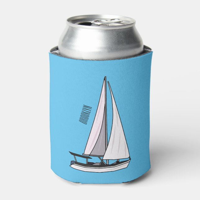 Enfriador De Latas Ilustracion personalizado de velero (Lata Anverso)