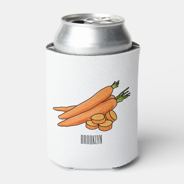Enfriador De Latas Ilustracion personalizado de zanahoria (Lata Anverso)