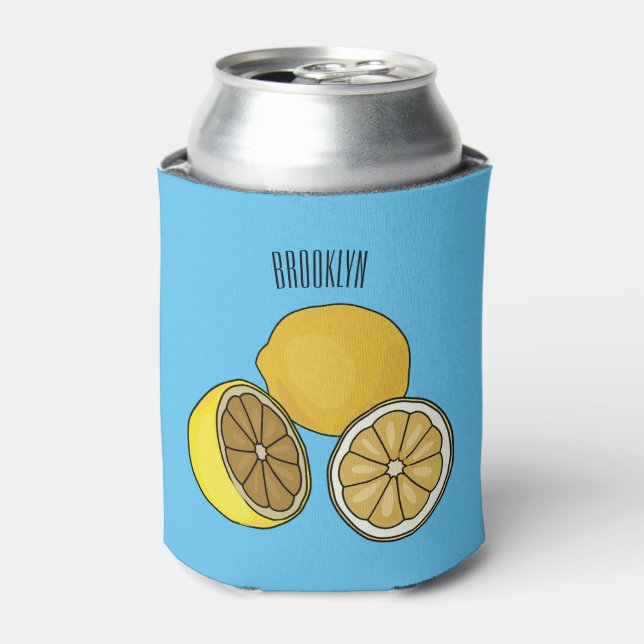 Enfriador De Latas Ilustracion personalizado limón (Lata Anverso)