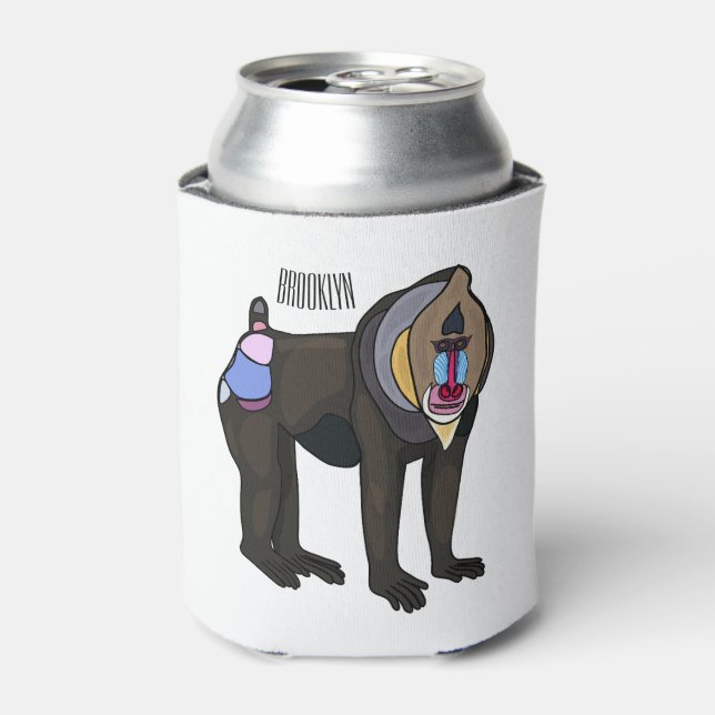 Enfriador De Latas Ilustracion personalizado Mandrill (Lata Anverso)