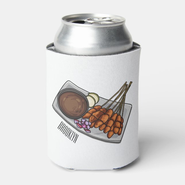 Enfriador De Latas Ilustracion Satay personalizado (Lata Anverso)