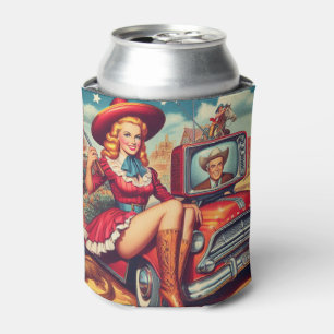 Enfriador De Latas Ilustracion Vintage Country Pin-Up