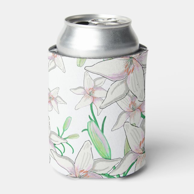 Enfriador De Latas Ilustracion White Lilies (Lata Anverso)