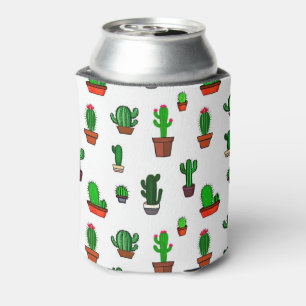 Enfriador De Latas Ilustraciones de cactus lindos Patrón Blanco
