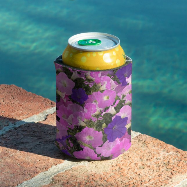 Enfriador De Latas Imagen De Morning Glory Pink & Purple Flowers (Piscina in situ)