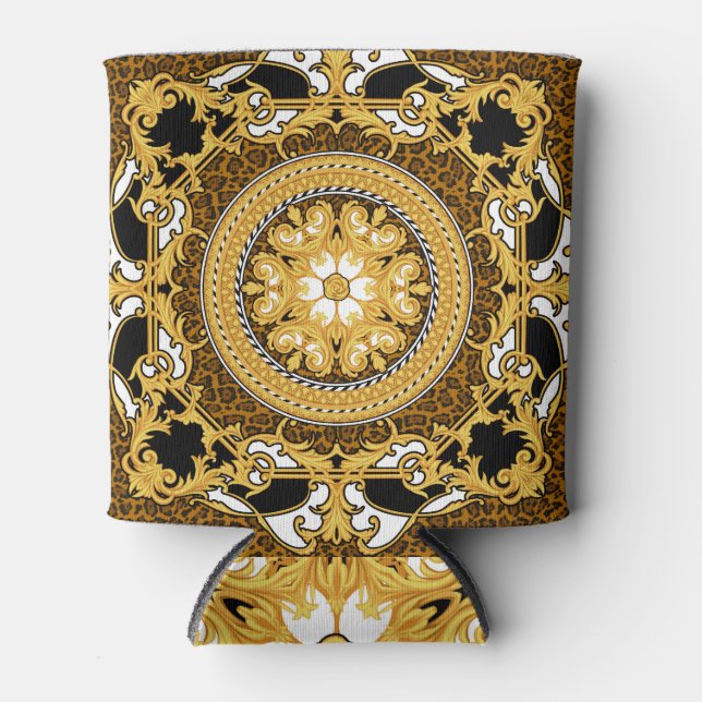 Enfriador De Latas Impresión animal Desplazamientos dorados Seda (Anverso)