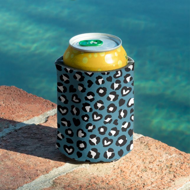 Enfriador De Latas Impresión animal, leopardo azul, puntos de chita,  (Piscina in situ)