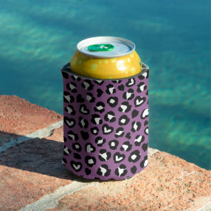 Enfriador De Latas Impresión animal, leopardo morado, puntos de chita