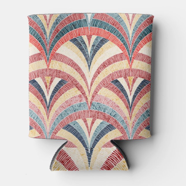 Enfriador De Latas Impresión bohemia bordada sin costura. (Anverso)