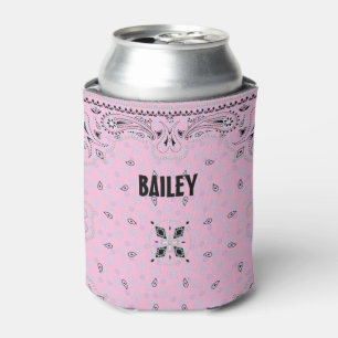 Enfriador De Latas Impresión de andana rosa paisley occidental