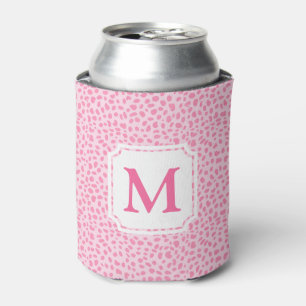 Enfriador De Latas Impresión de animales rosa calientes   Monograma
