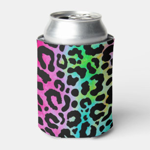 Enfriador De Latas Impresión de leopardo colorida y neón divertida