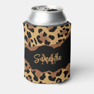 Enfriador De Latas Impresión de leopardo de monograma cúpula