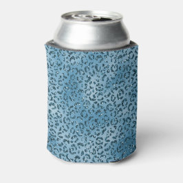 Enfriador De Latas Impresión de leopardo del Purpurina azul turquesa