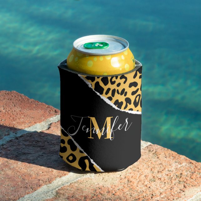 Enfriador De Latas Impresión de Leopardo Dorado (Piscina in situ)