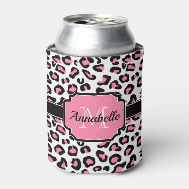 Enfriador De Latas Impresión de leopardo rosa (Lata Anverso)
