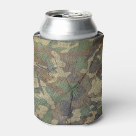 Enfriador De Latas Impresión de madera verde del ejército y de camufl