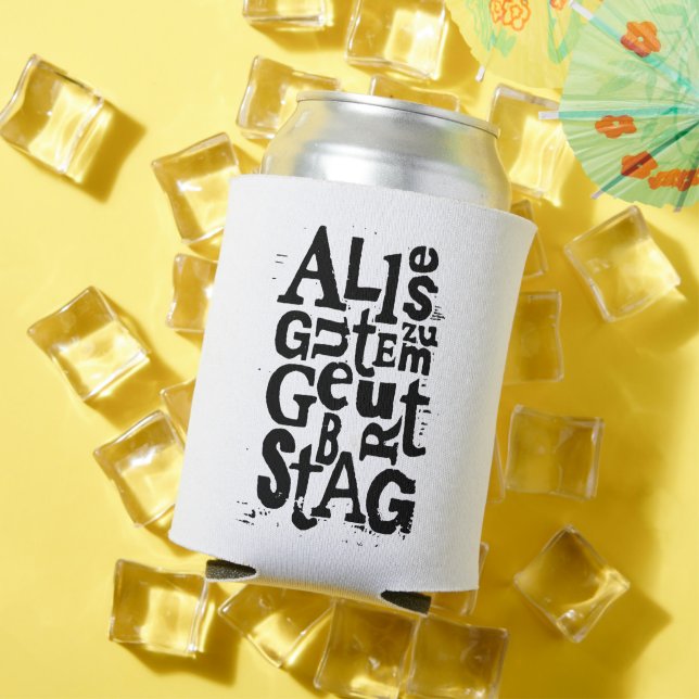 Enfriador De Latas Impresión en chino alemán "Feliz cumpleaños" (Verano in situ)