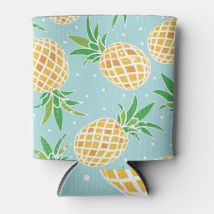 Enfriador De Latas Impresión tropical de patrón de piña sin soldadura