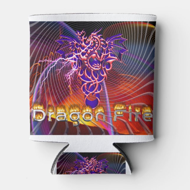 Enfriador De Latas Impresionante diseño de incendios de dragones (Anverso)