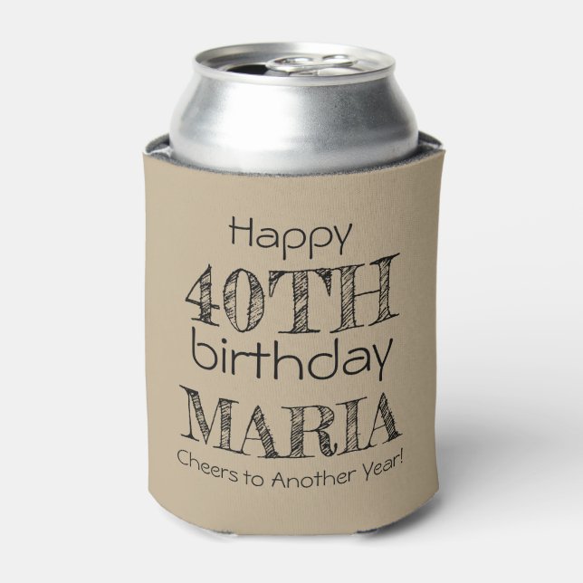 Enfriador De Latas Impresionante gracioso feliz 40 cumpleaños Khaki (Lata Anverso)