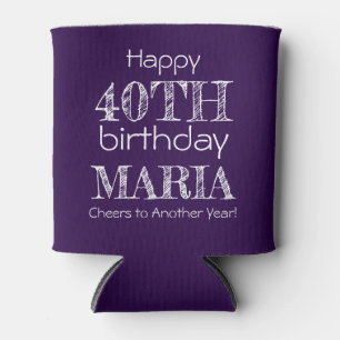 Enfriador De Latas Impresionante gracioso feliz 40 cumpleaños morado 