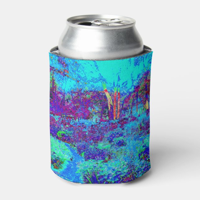 Enfriador De Latas Impresionante Psicodélico Paisaje del Jardín Azul (Lata Anverso)