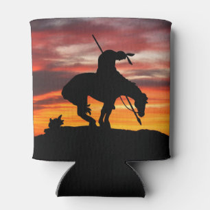 Enfriador De Latas Impresionante puesta de sol con el fin de la silue